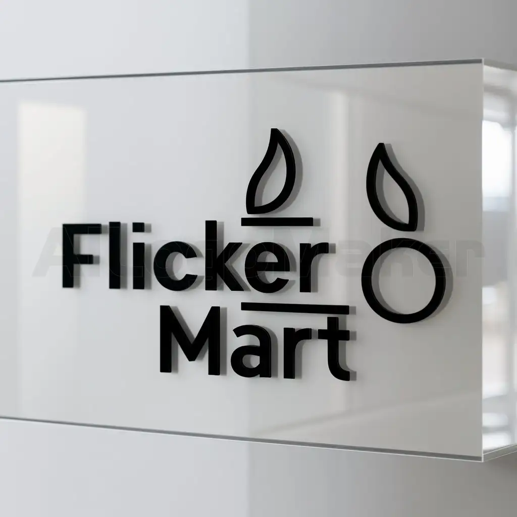 a logo design,with the text "Flicker mart", main symbol:Svecha,Minimalistic,clear background