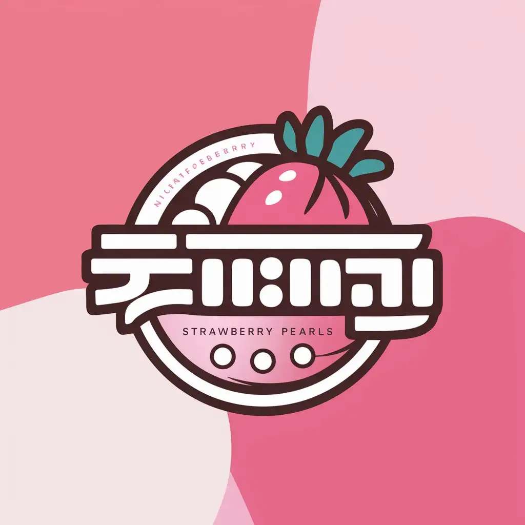 Flat LOGO Strawberry's pearl shop contains content pearls strawberries
