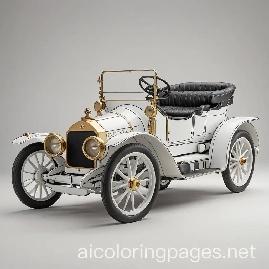 1910 ALFA 24 HP , Coloring Page, black and white, line art, white background, Simplicity, Ample White Space. The background of the coloring page is plain white to make it easy for young children to color within the lines. The outlines of all the subjects are easy to distinguish, making it simple for kids to color without too much difficulty