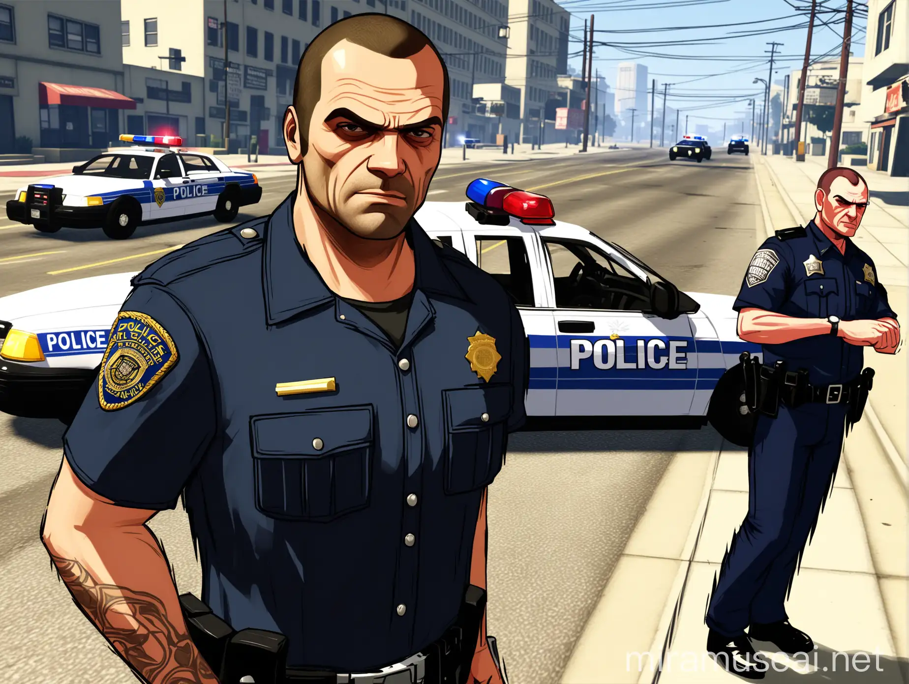 create a GTA 5 game character Michael VS Police 