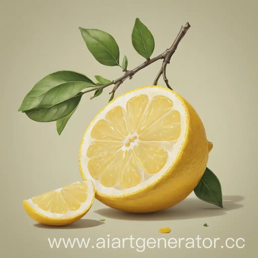 HandDrawn-Lemon-with-Slice-Citrus-Still-Life-Art