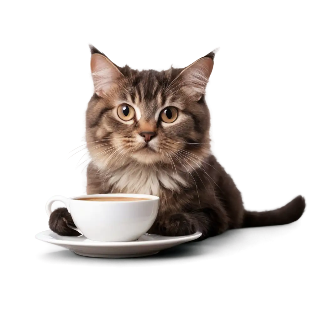a cute cat drink coffee