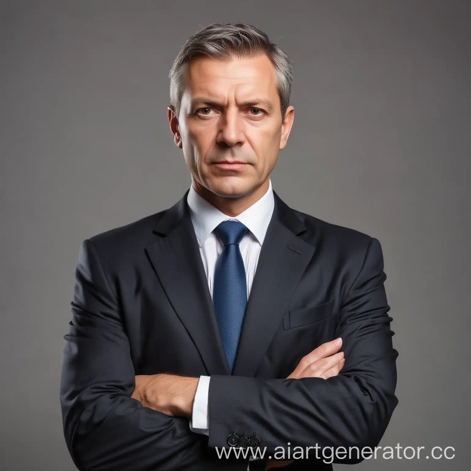 Middleaged-Businessman-in-Formal-Suit-Poses-Frontally