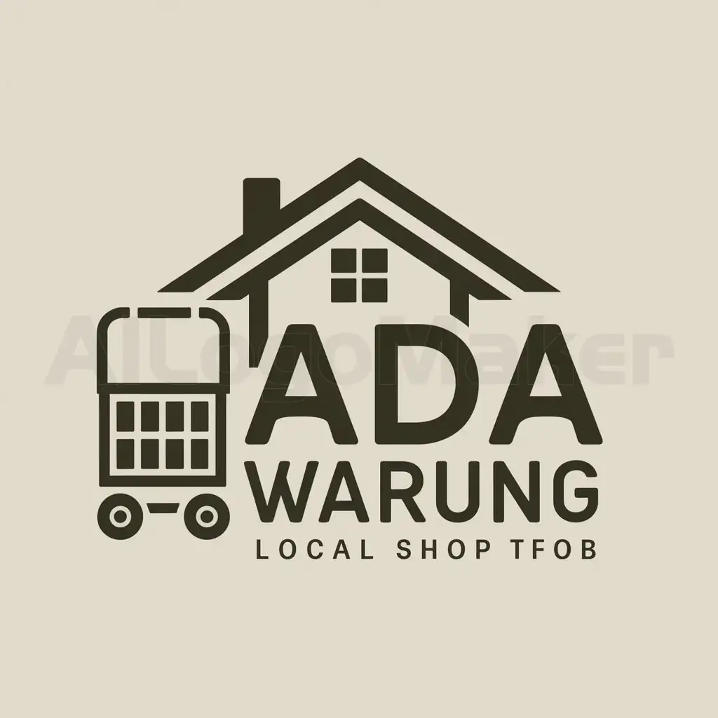 a logo design,with the text "Ada Warung", main symbol:rumah, shop trolley,Moderate,clear background