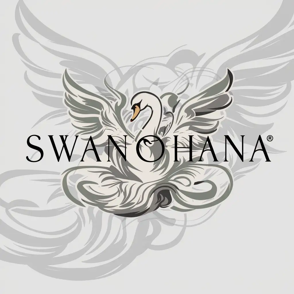 a logo design,with the text 'Swanohana', main symbol:Swan,complex,clear background