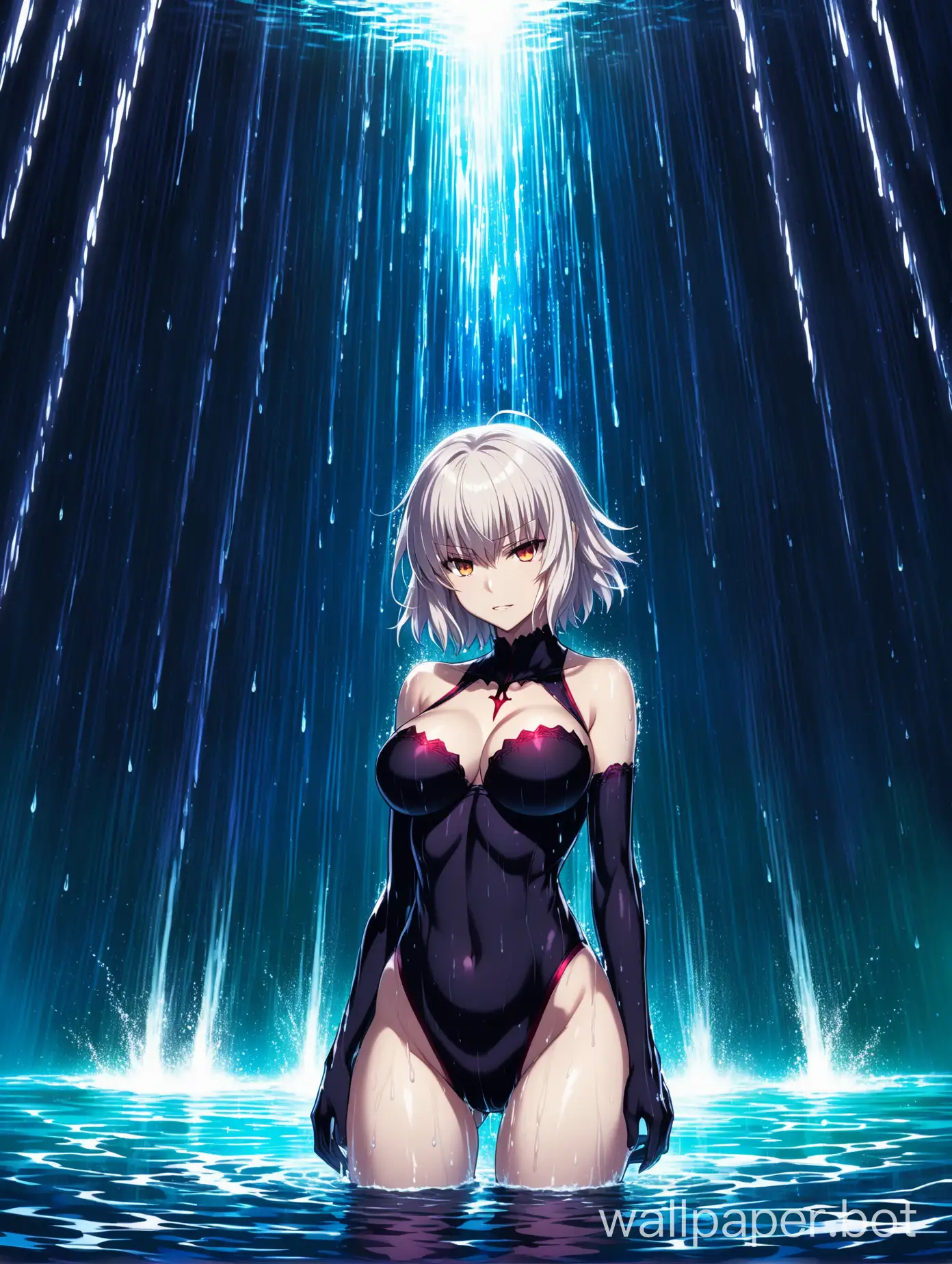 Jeanne Alter from Fate, perfect body, sexy theme, under waterfall