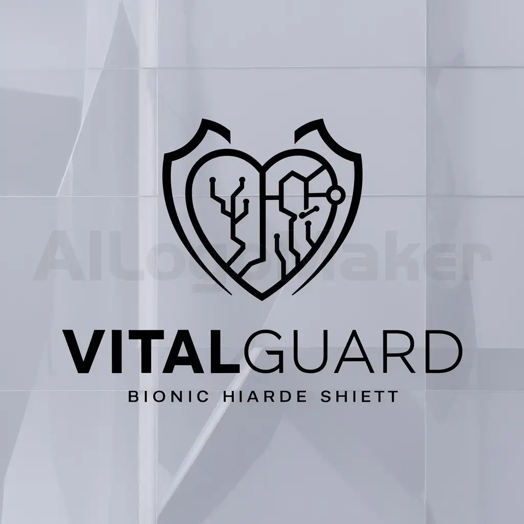 a logo design,with the text "VitalGuard", main symbol:a bionic heart,Moderate,clear background