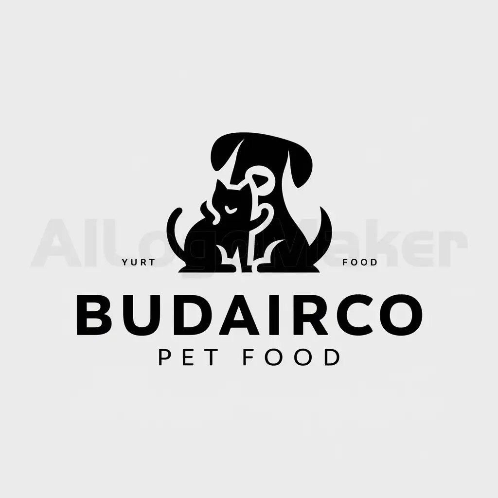a logo design,with the text "Budairco", main symbol:pet food,Moderate,clear background