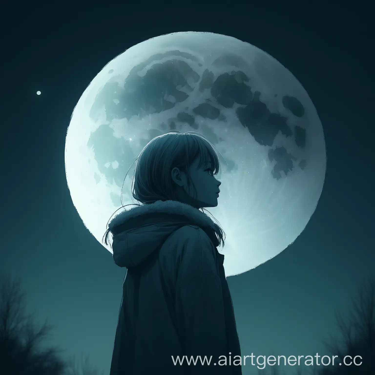 Girl-Silhouetted-Against-the-Moon-in-Cold-Tones