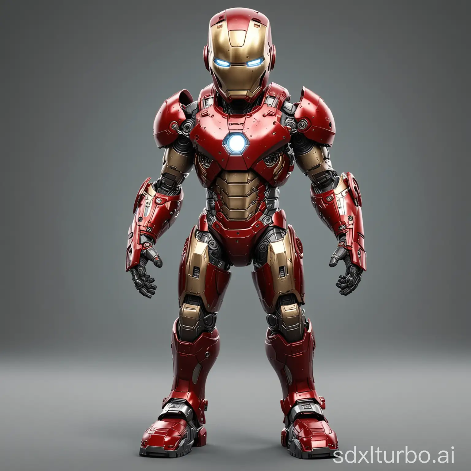 Little child cyborg ironman full armor, game character, stands at full height