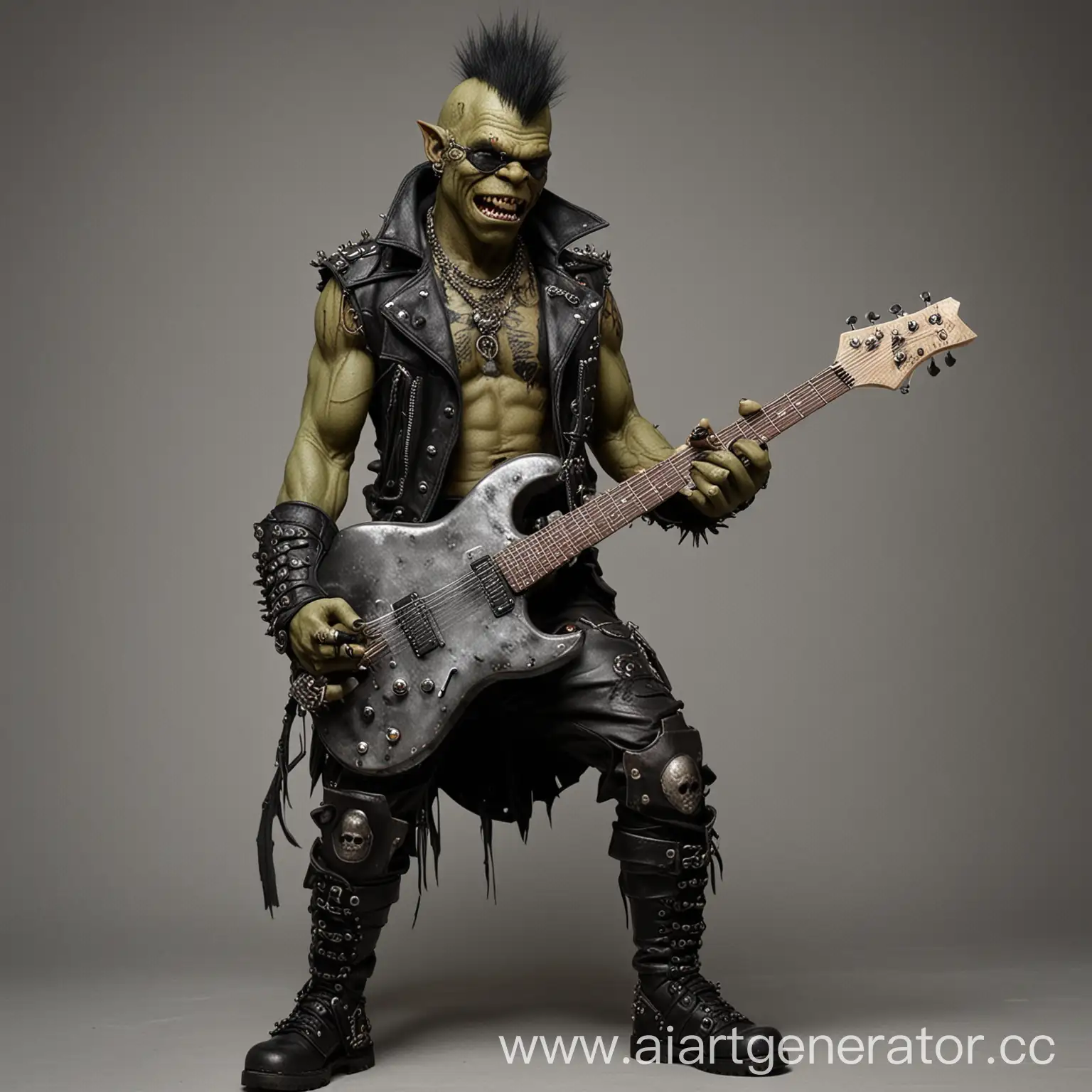 Fantasy-Punk-Orc-Guitarist-in-Leather-Attire