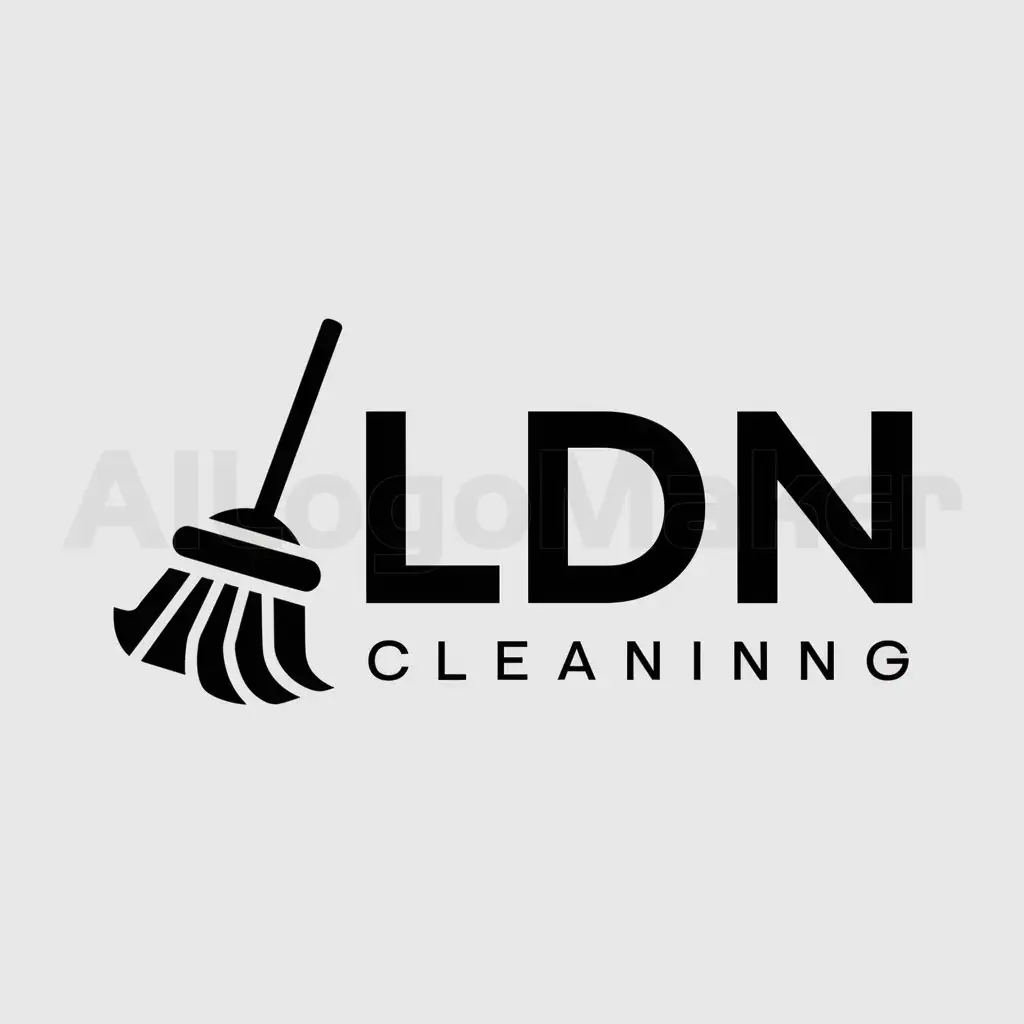 a logo design,with the text "LDN", main symbol:a broomstick,Moderate,be used in cleaning industry,clear background