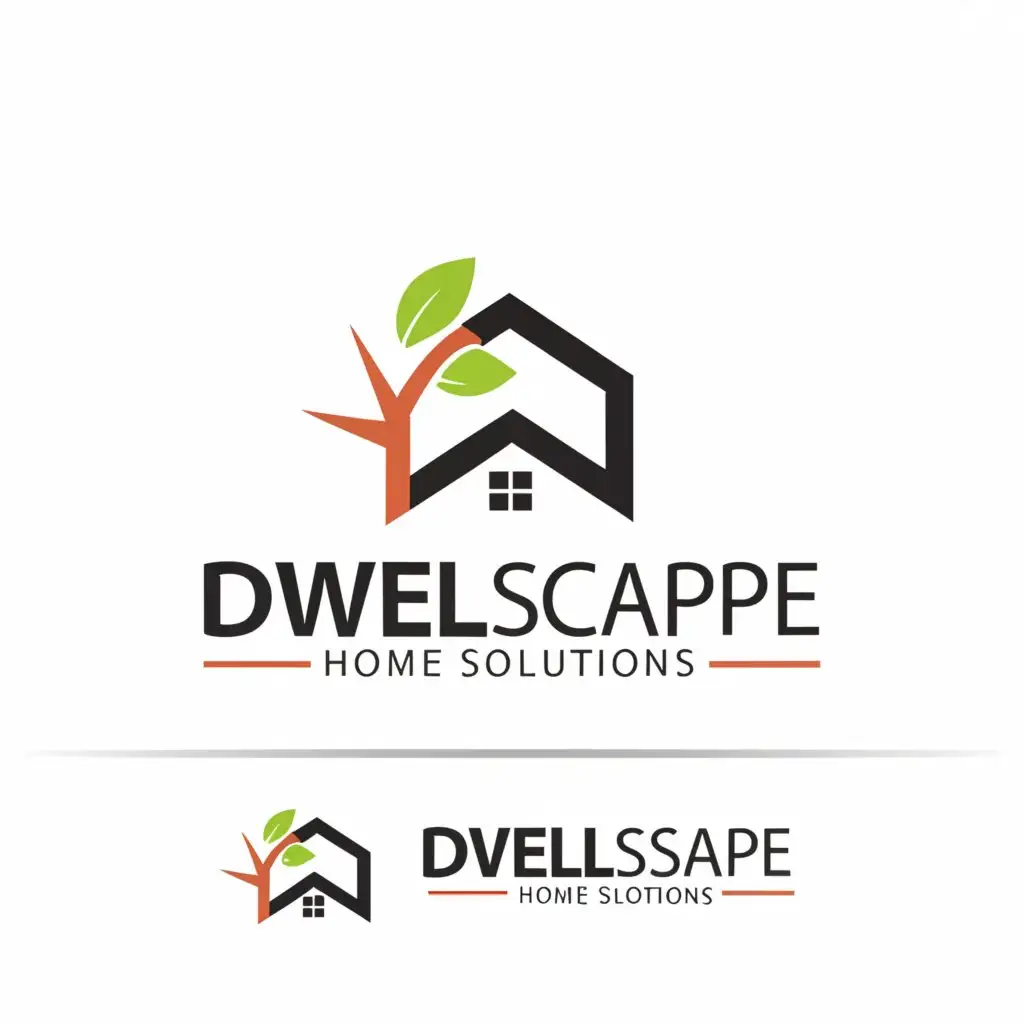 a logo design,with the text 'Dwellscape Home Solutions', main symbol:precision, creativity, luxury, naturalism, construction, landscaping, tree pruning, and customer service.,Minimalistic,be used in Home Solutions industry,clear background Color:FFC000 F8CF3A FAE287 FDF2CF FEFAEE EE7325 F08F49 F5BC92 FAE3D3 FDF4ED