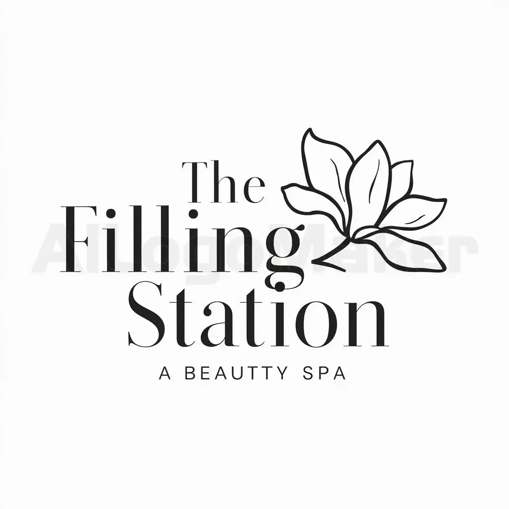 a logo design,with the text "The Filling Station", main symbol:magnolia,Minimalistic,be used in Beauty Spa industry,clear background