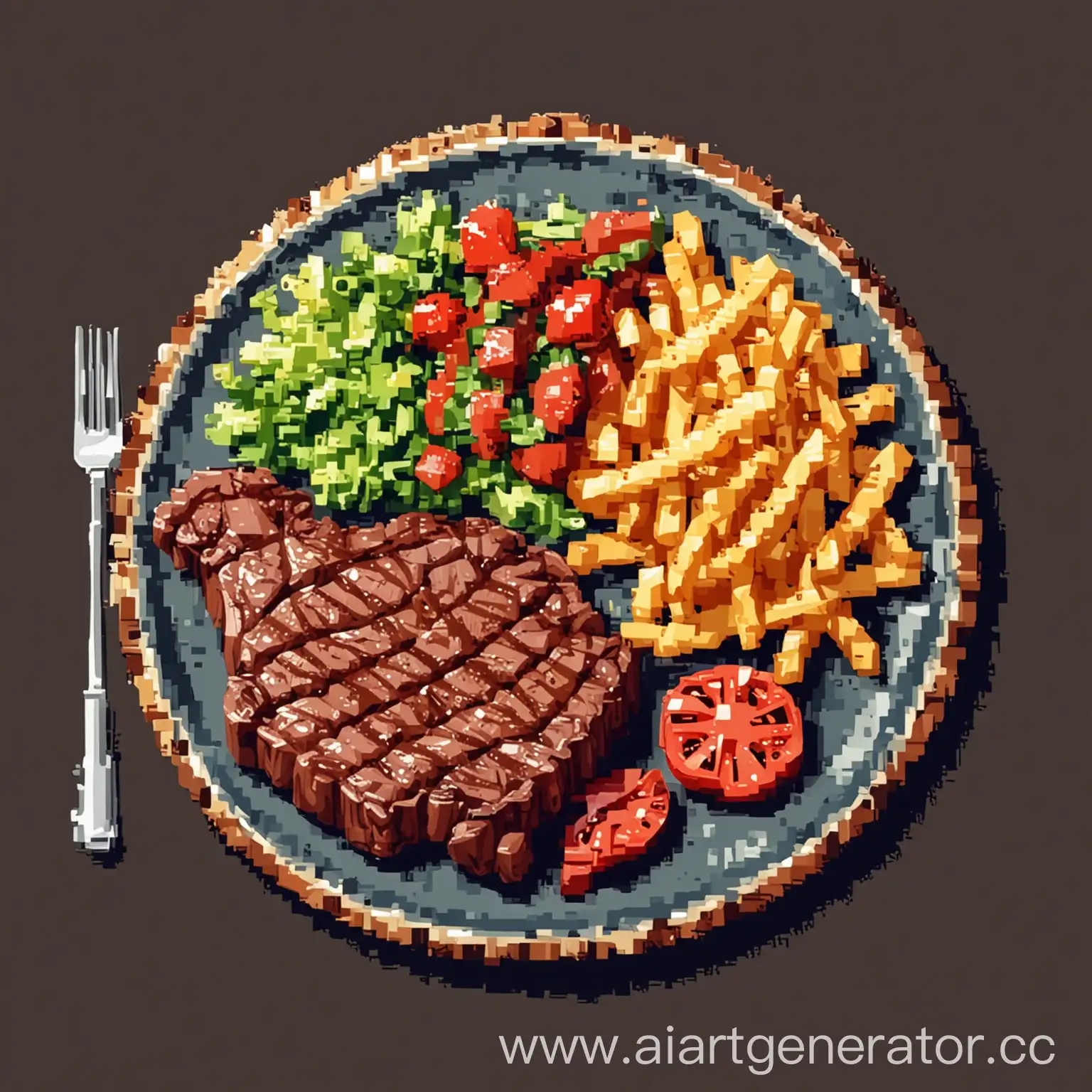 Pixel-Art-Plate-with-Delicious-Steak-Fries-and-Salad