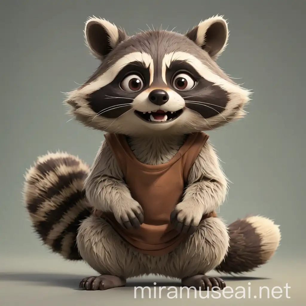 Cheerful Raccoon Meme Character in Lively Cartoon Style