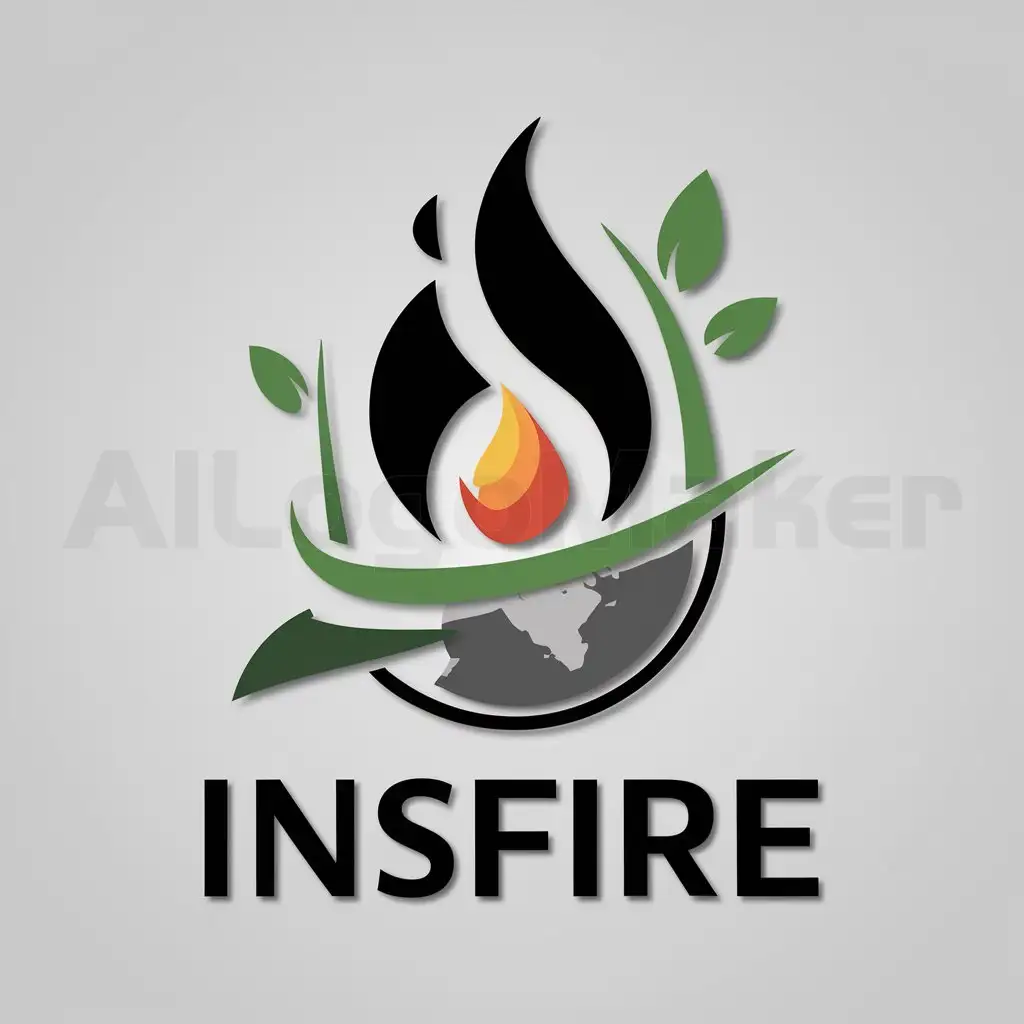 a logo design,with the text "INSFIRE", main symbol:Flame, earth, growth,Moderate,be used in Education industry,clear background