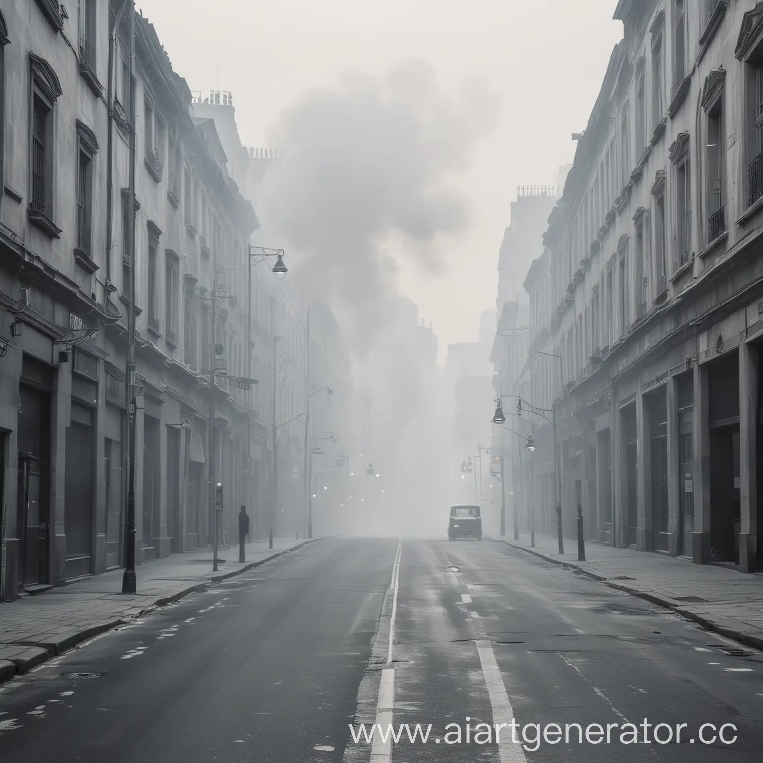 Empty-Grey-Street-Filled-with-Smoke