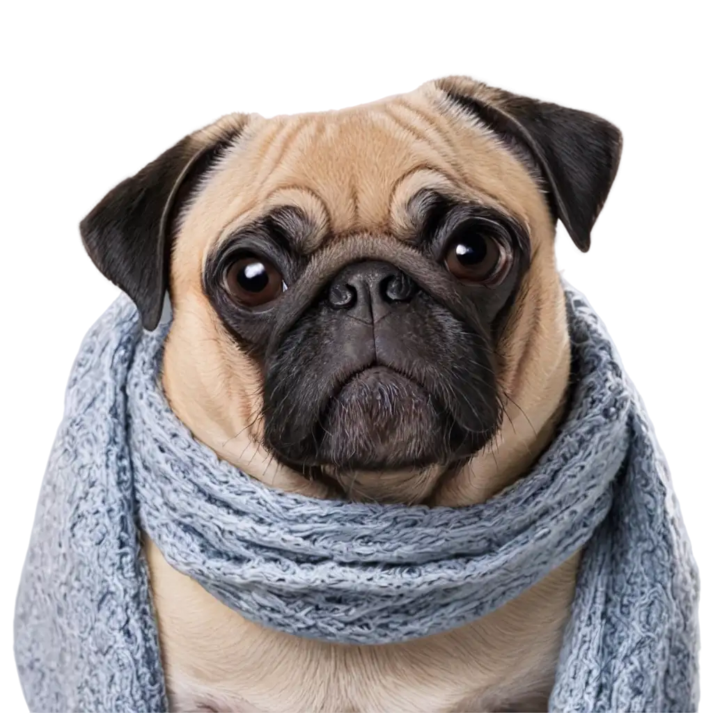 cachorro pug com roupas de frio