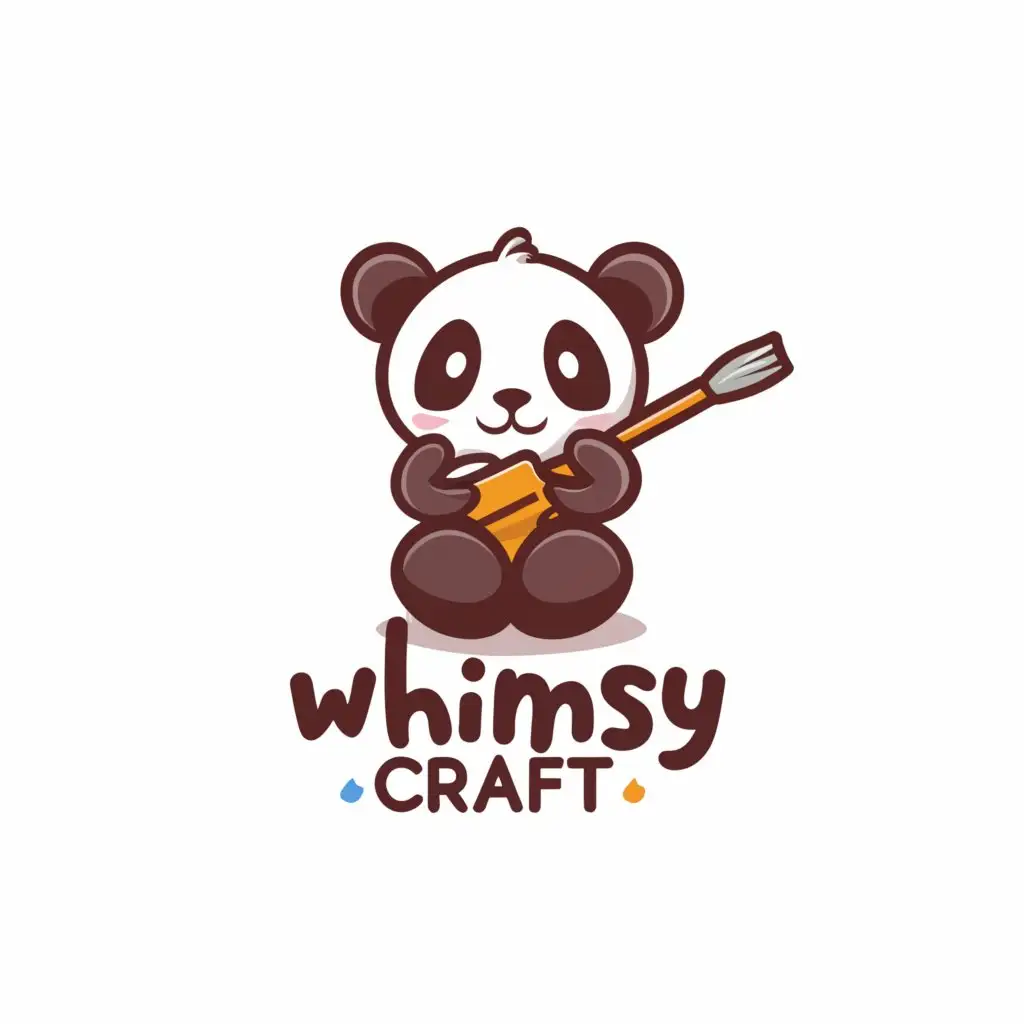 LOGO-Design-For-Whimsy-Craft-Playful-Panda-Emblem-for-Clay-Art-Industry