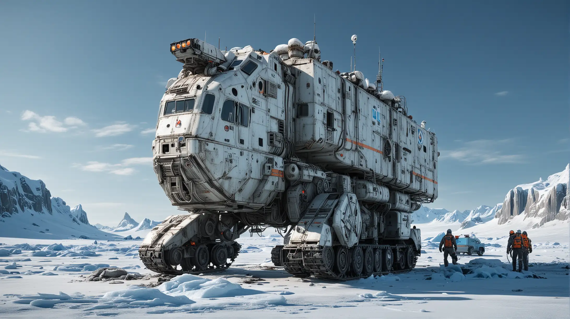 Space Age Mobile Outpost on Frozen Planet IceBreaker Crawler