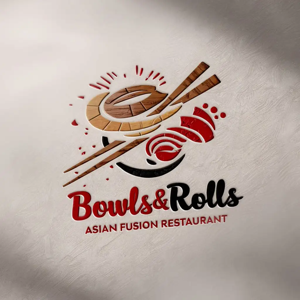 Asian Restaurant Logo Design Featuring Bowls Korean Sushi