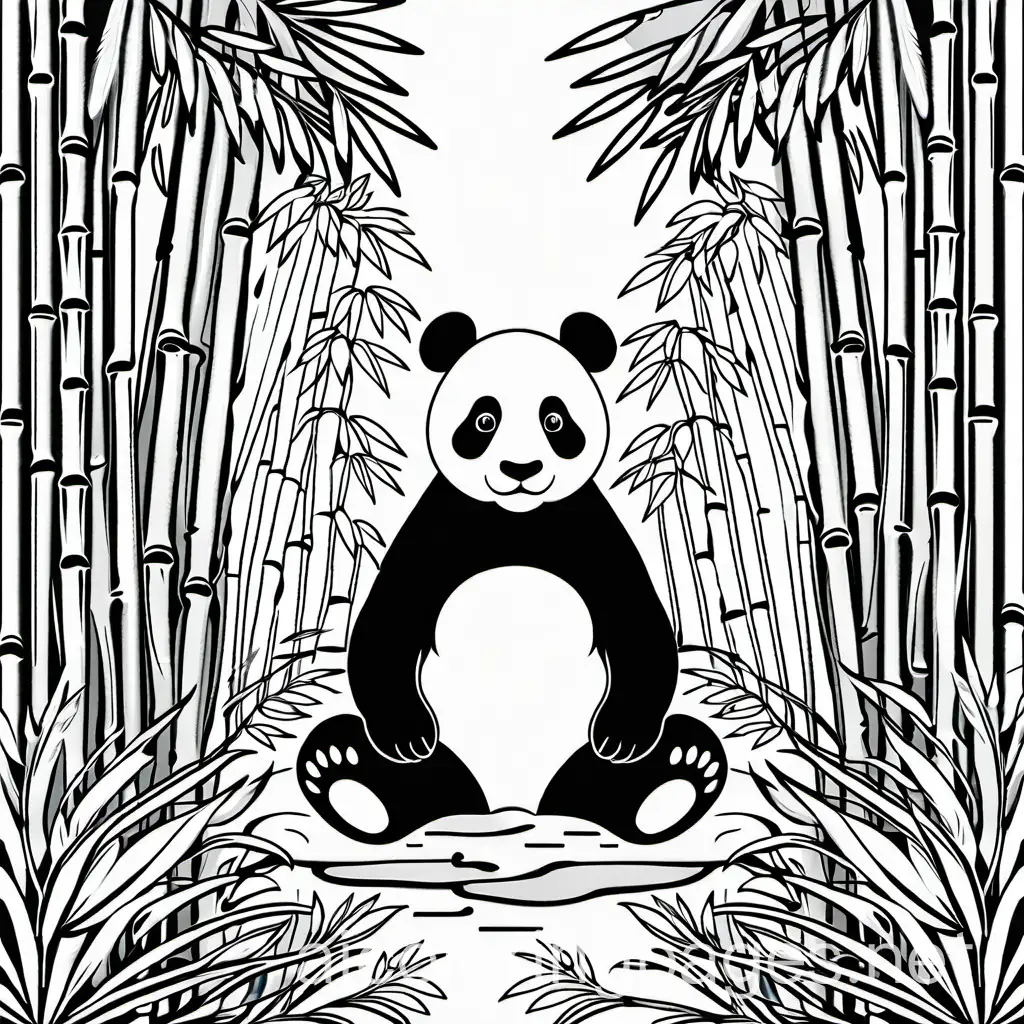 Panda-in-Bamboo-Forest-Coloring-Page-Detailed-Line-Art-for-Kids