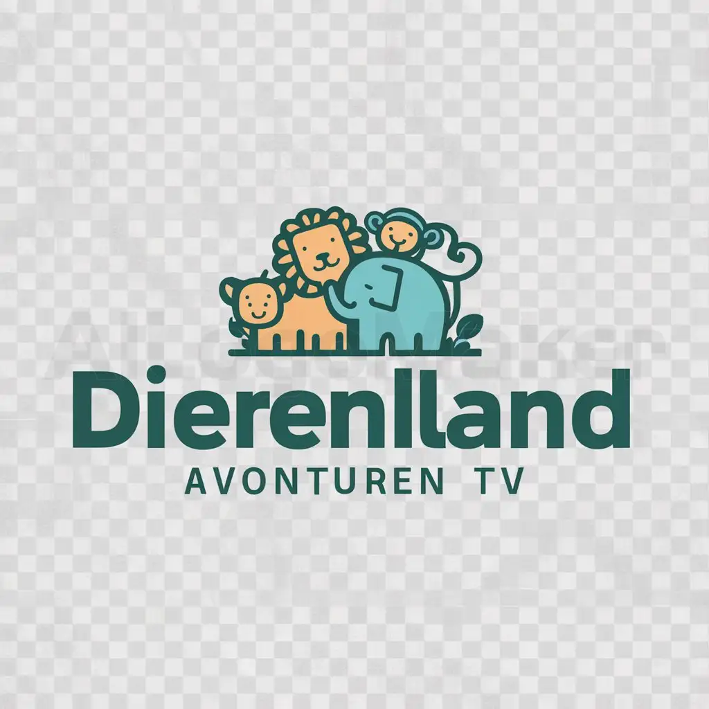 a logo design,with the text "Dierenland Avonturen TV", main symbol:animals,Moderate,be used in Internet industry,clear background