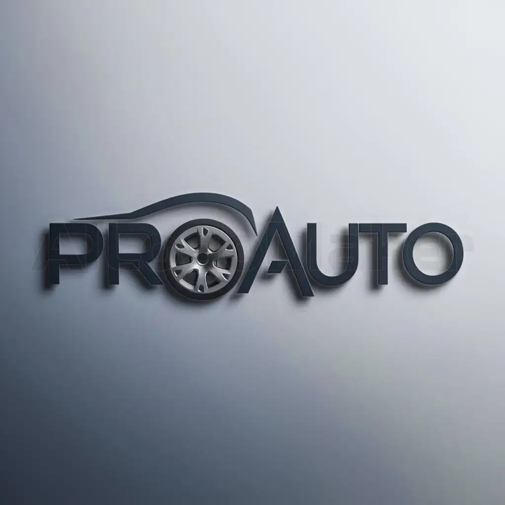 a logo design,with the text "ProAuto", main symbol:Automobile wheel,Minimalistic,clear background