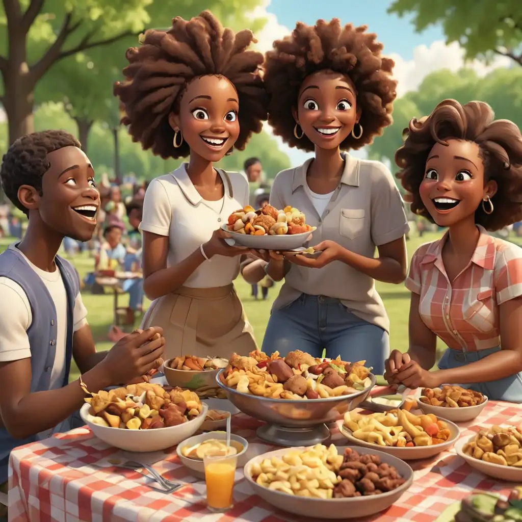 African American Soul Food Picnic Joyful Gathering in the Park