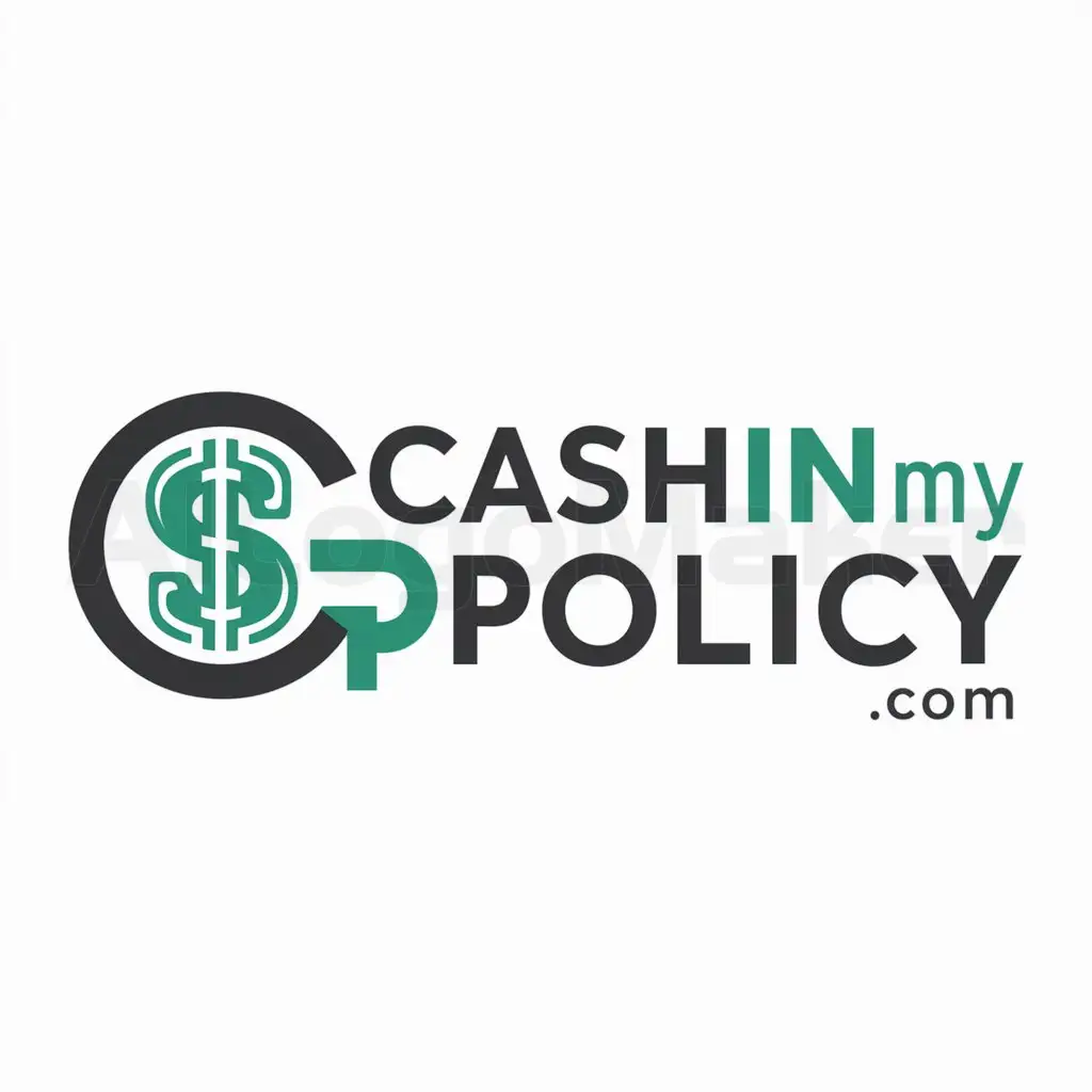 a logo design,with the text "CashInMyPolicy.com", main symbol:I would like a logo for our website we are creating using the entire URL of CashInMyPolicy.com like this capitalization or in all upper-case if that makes sense visually i.e. CASHINMYPOLICY.COM with a dollar, cash, or money sign incorporated. I would like a logo similar to the logo I've attached from a similar business, CashForCars.com.make a modren one,Moderate,be used in 0 industry,clear background