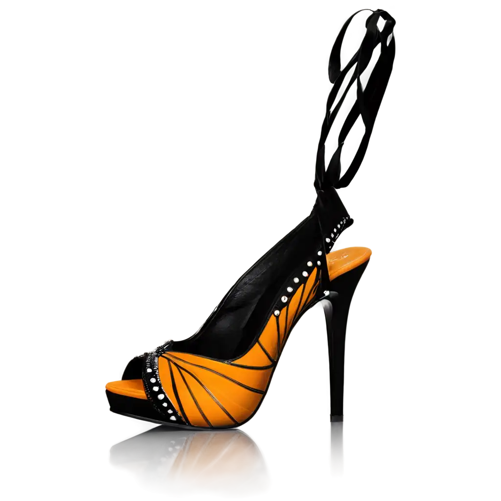 Experimental-Heel-Shoe-Inspired-by-Monarch-Butterfly-Exquisite-PNG-Image-for-Fashion-Enthusiasts-and-Nature-Lovers