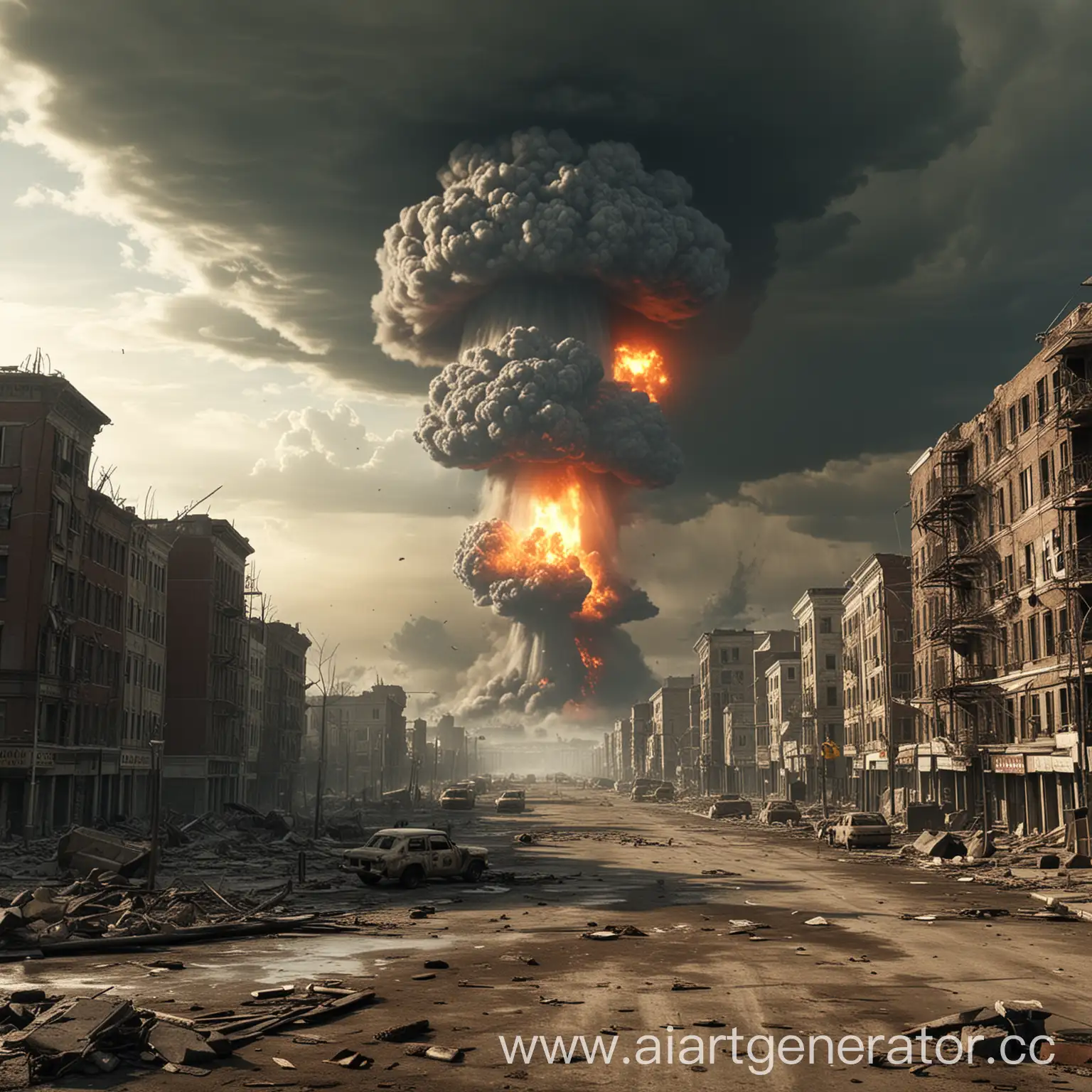 постапакалипсис, ядерный взрыв, город разрушеный