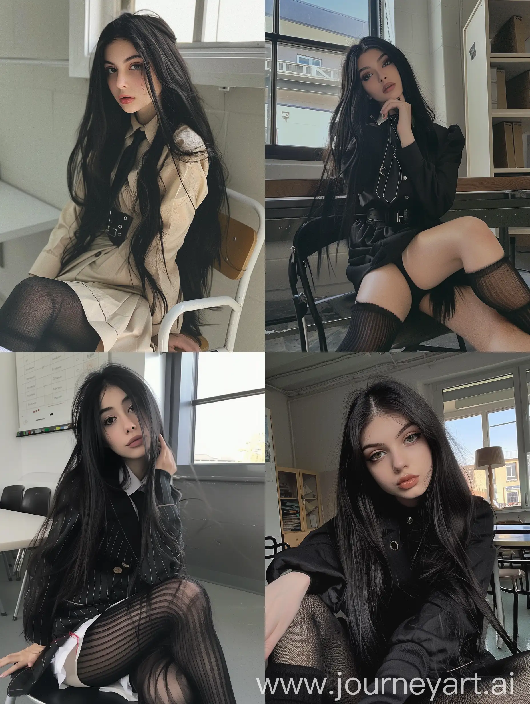 Young-Female-Influencer-in-School-Uniform-Taking-Natural-Selfie-with-iPhone