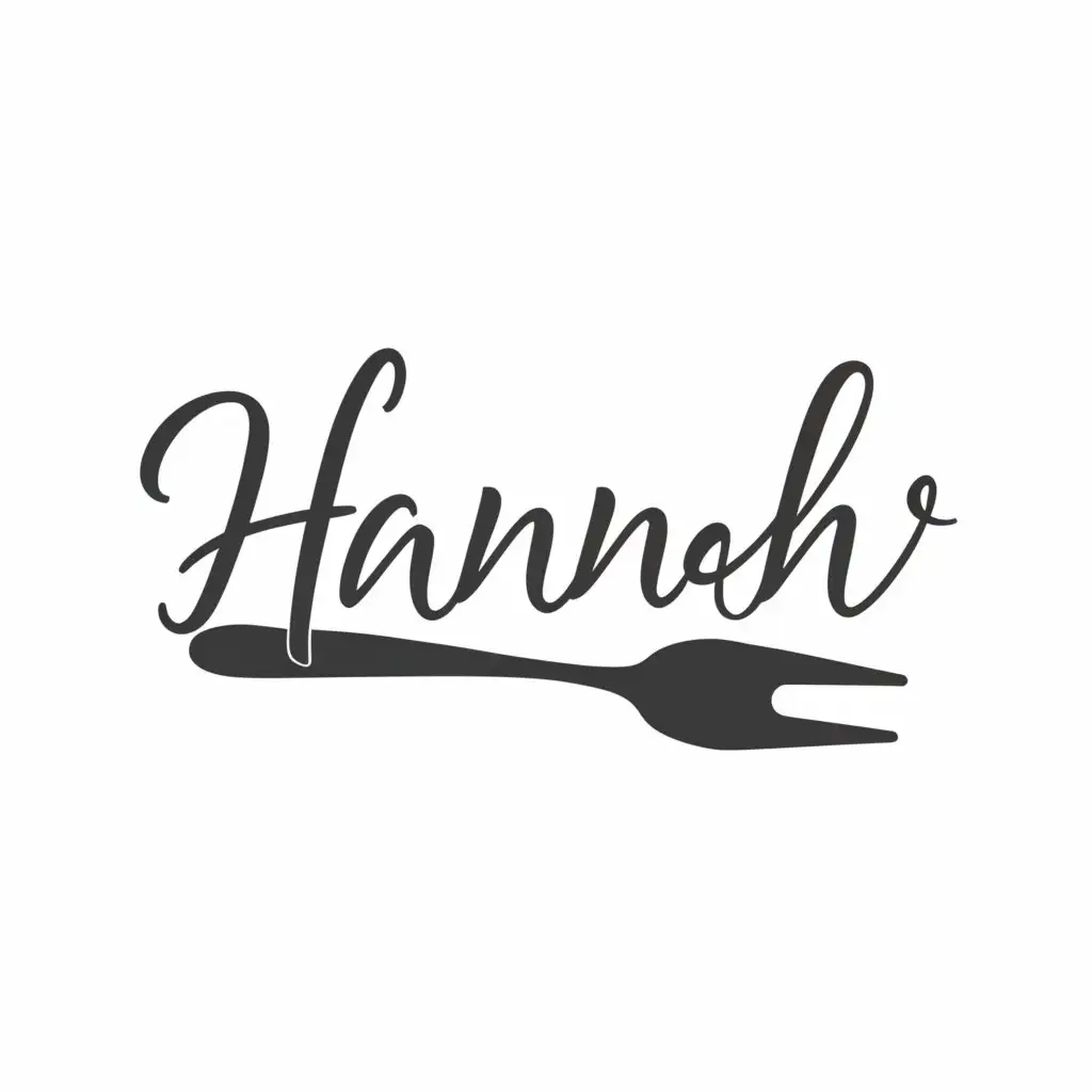 a logo design,with the text "Hannah", main symbol:fork,Minimalistic,clear background