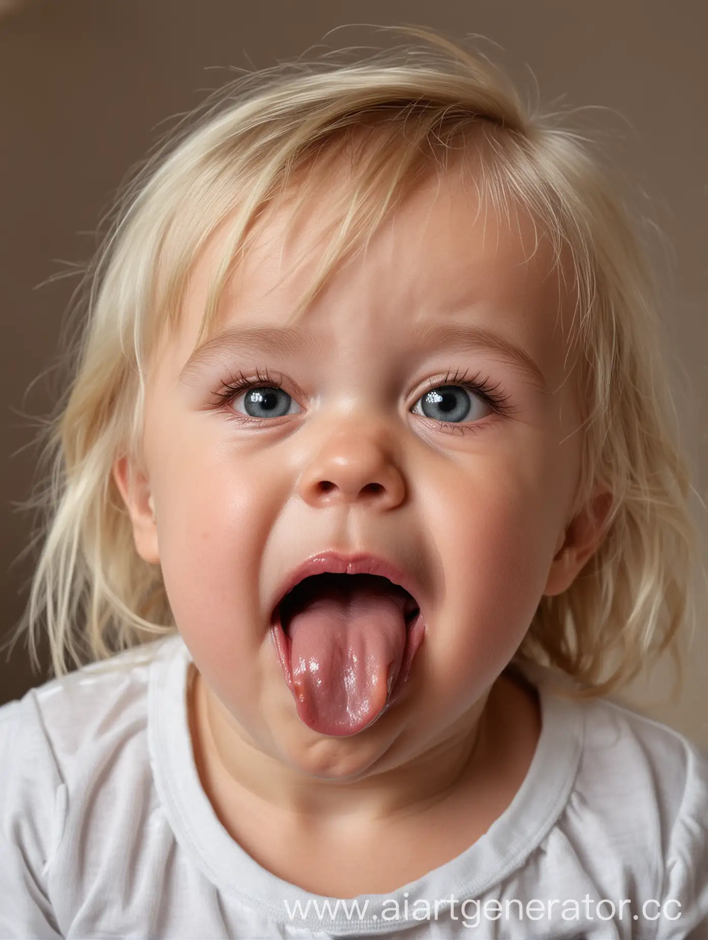 Blonde-German-Baby-Age-2-Tongue-Out-for-Milk