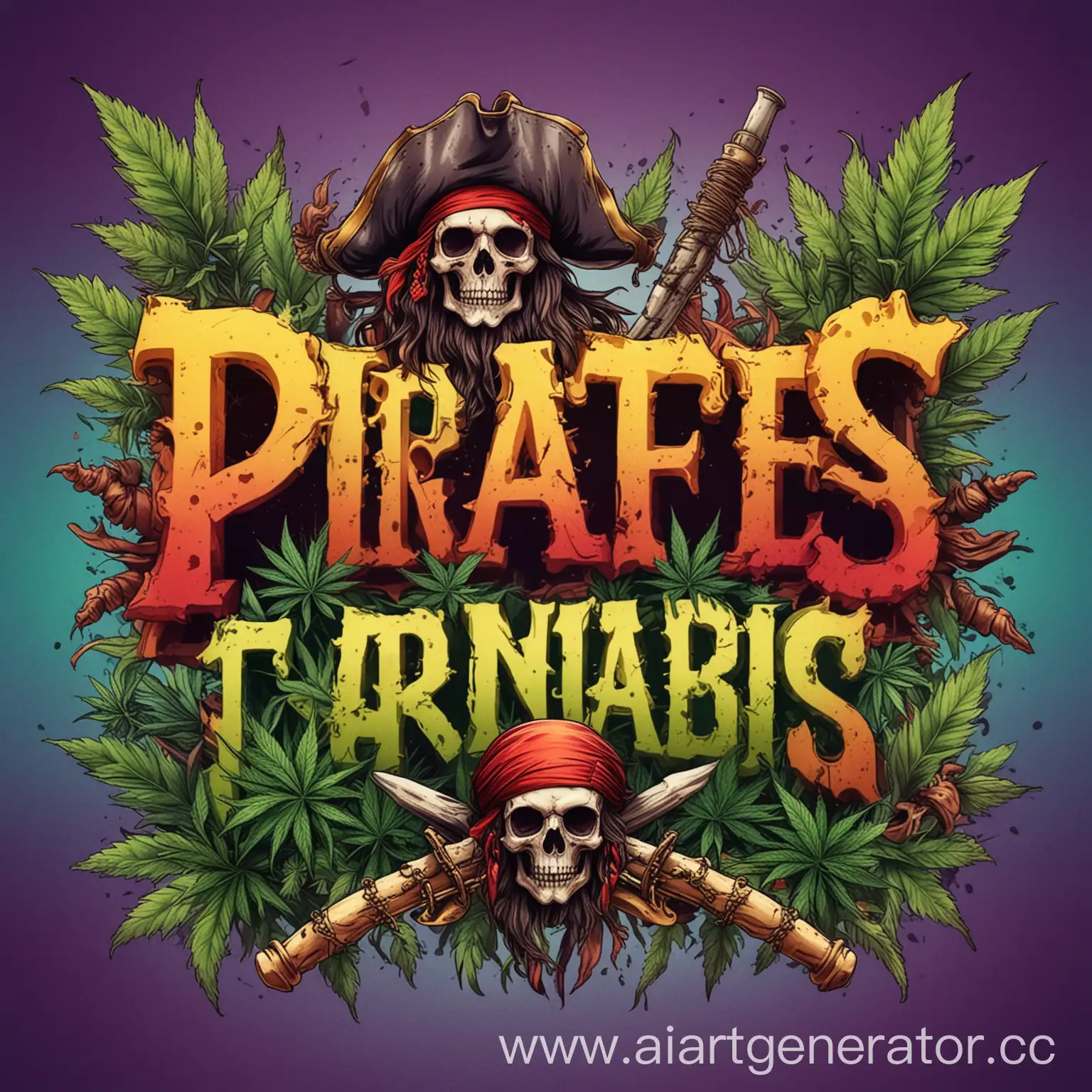 Colorful-Pirate-Scene-with-Cannabis-Cones-and-Jolly-Roger-Flag