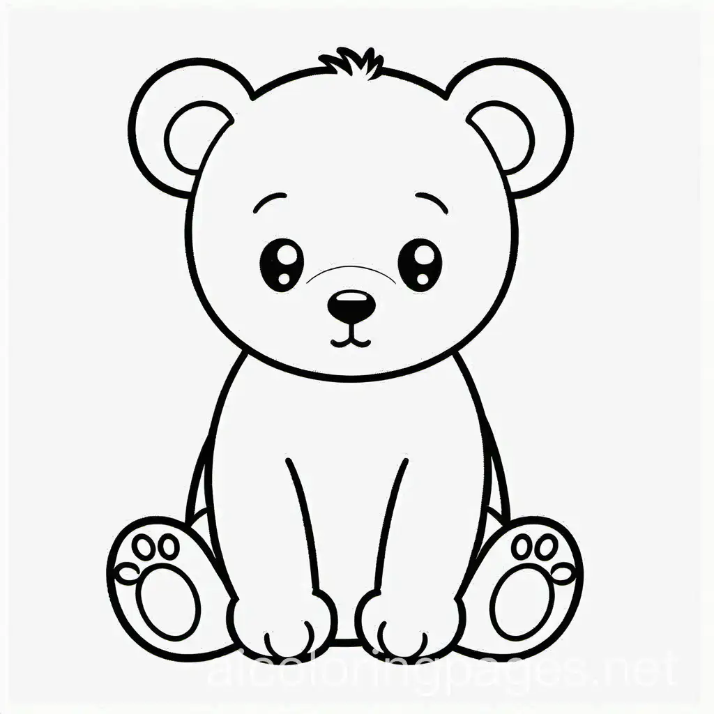 baby bear looking sad
, Coloring Page, black and white, line art, white background, Simplicity, Ample White Space. The background of the coloring page is plain white to make it easy for young children to color within the lines. The outlines of all the subjects are easy to distinguish, making it simple for kids to color without too much difficulty