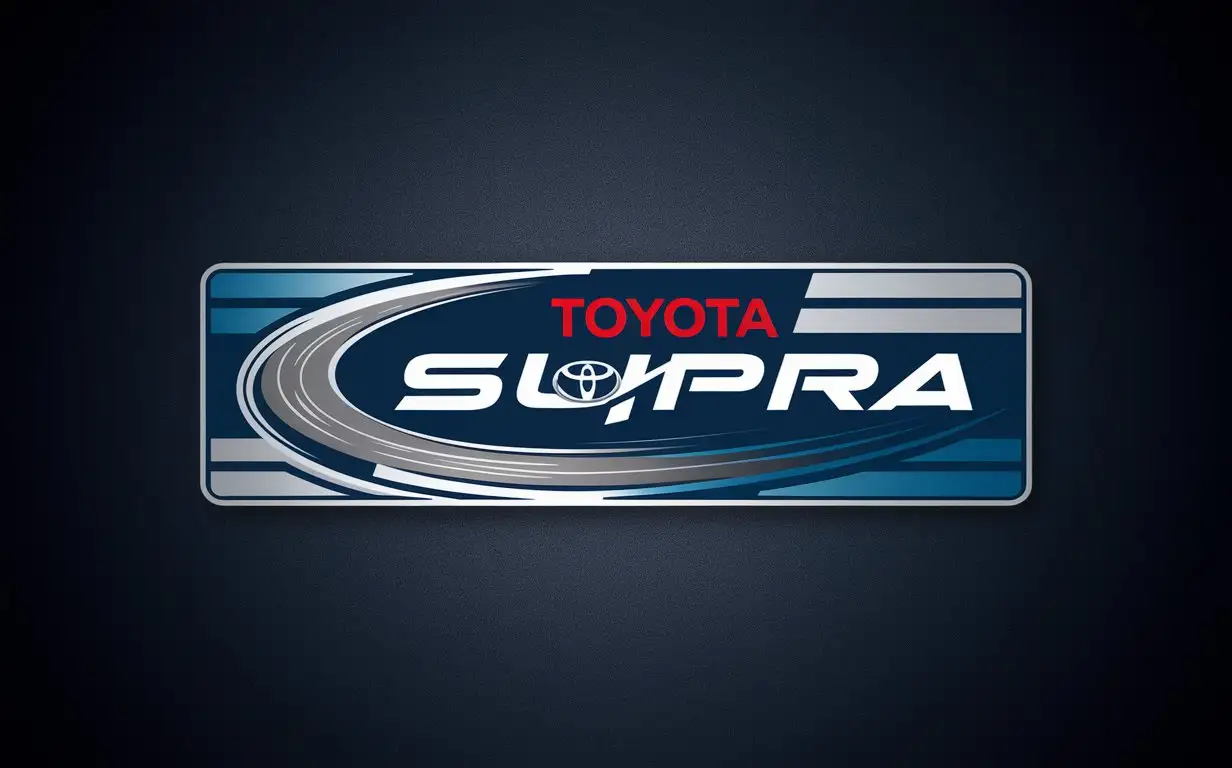 rectangular logo with the indianapolis circuit inside,in big letters written: Toyota Supra