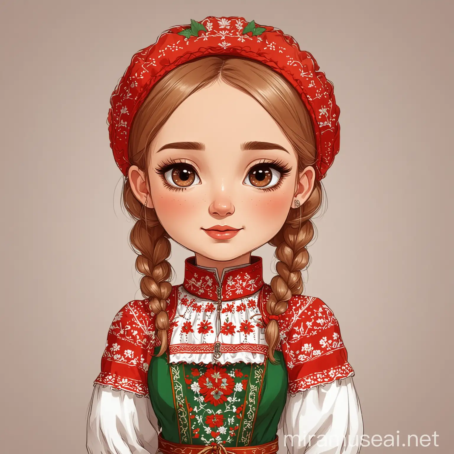 Мультяшная девочка в белорусском национальном костюме