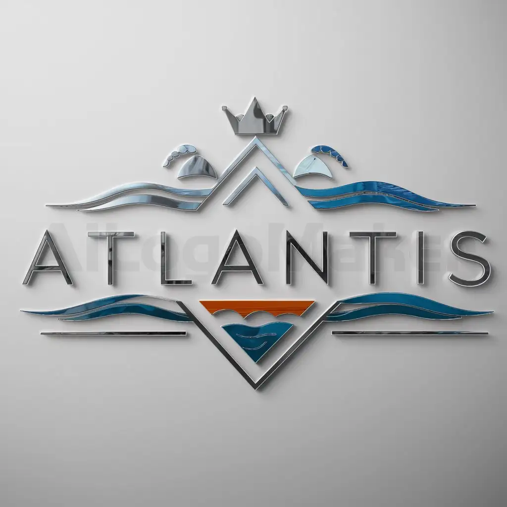 LOGO-Design-for-Atlantis-Minimalistic-Beach-Crown-Symbol-on-Clear-Background