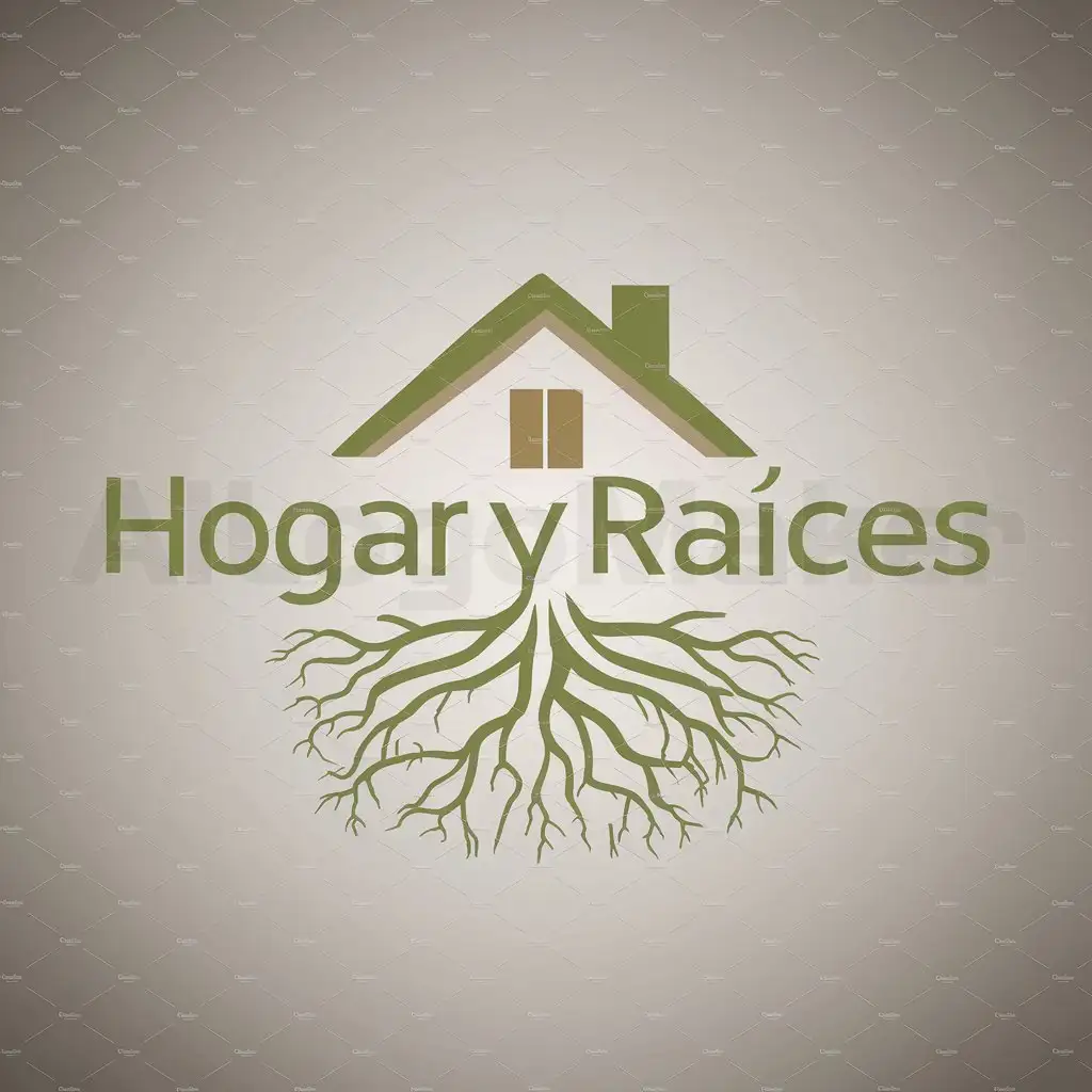 a logo design,with the text "Hogar y raíces", main symbol:una casa con raíces simbolizando un hogar,Moderate,clear background