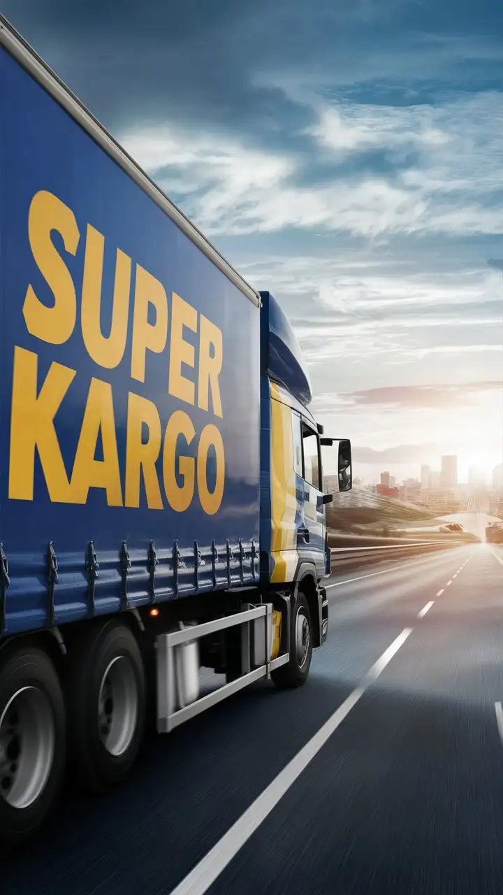 "SUPER KARGO" is written on a logistics truck on the road.