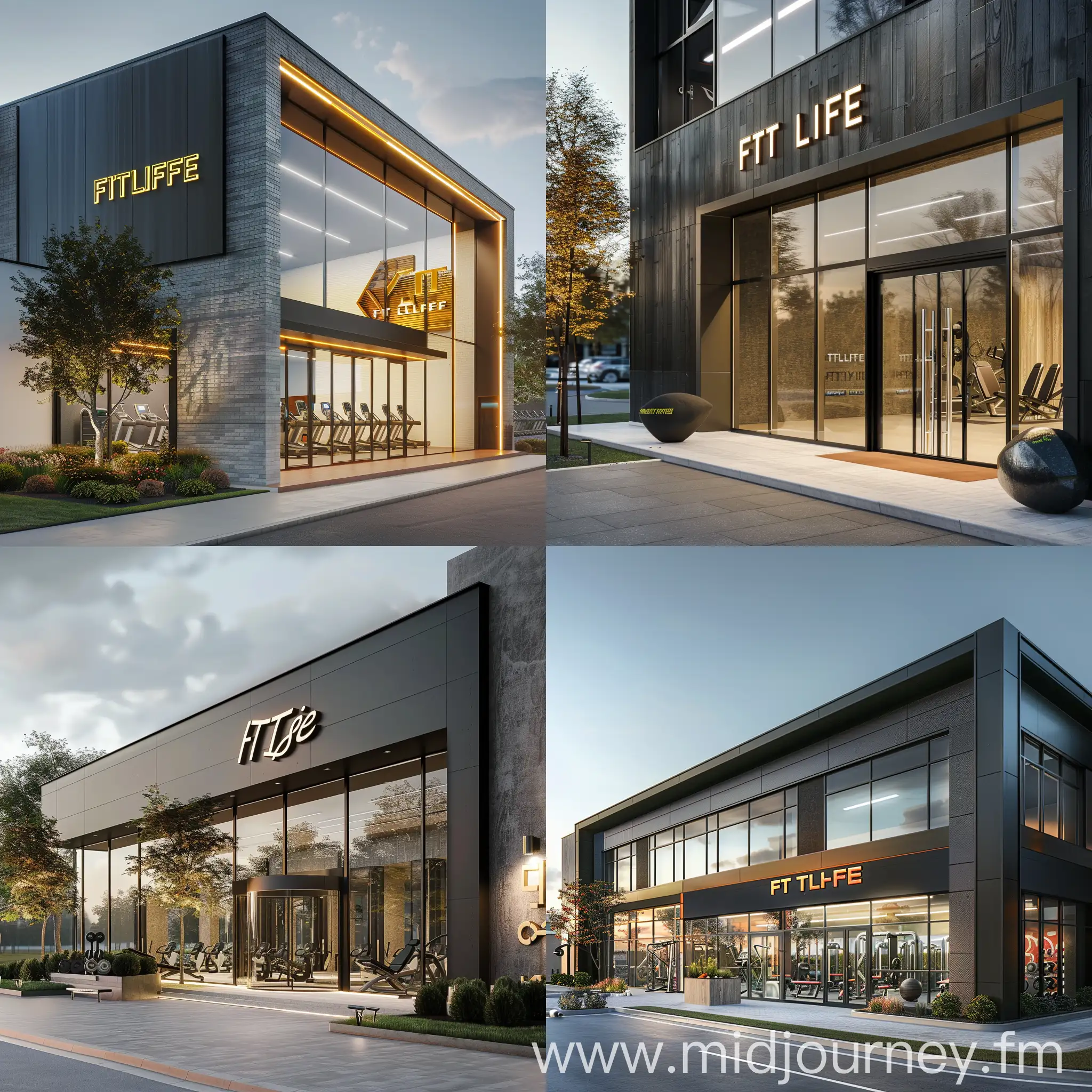 Modern Gym Exterior FitLife Gym with Large Glass Windows | JourneyArt