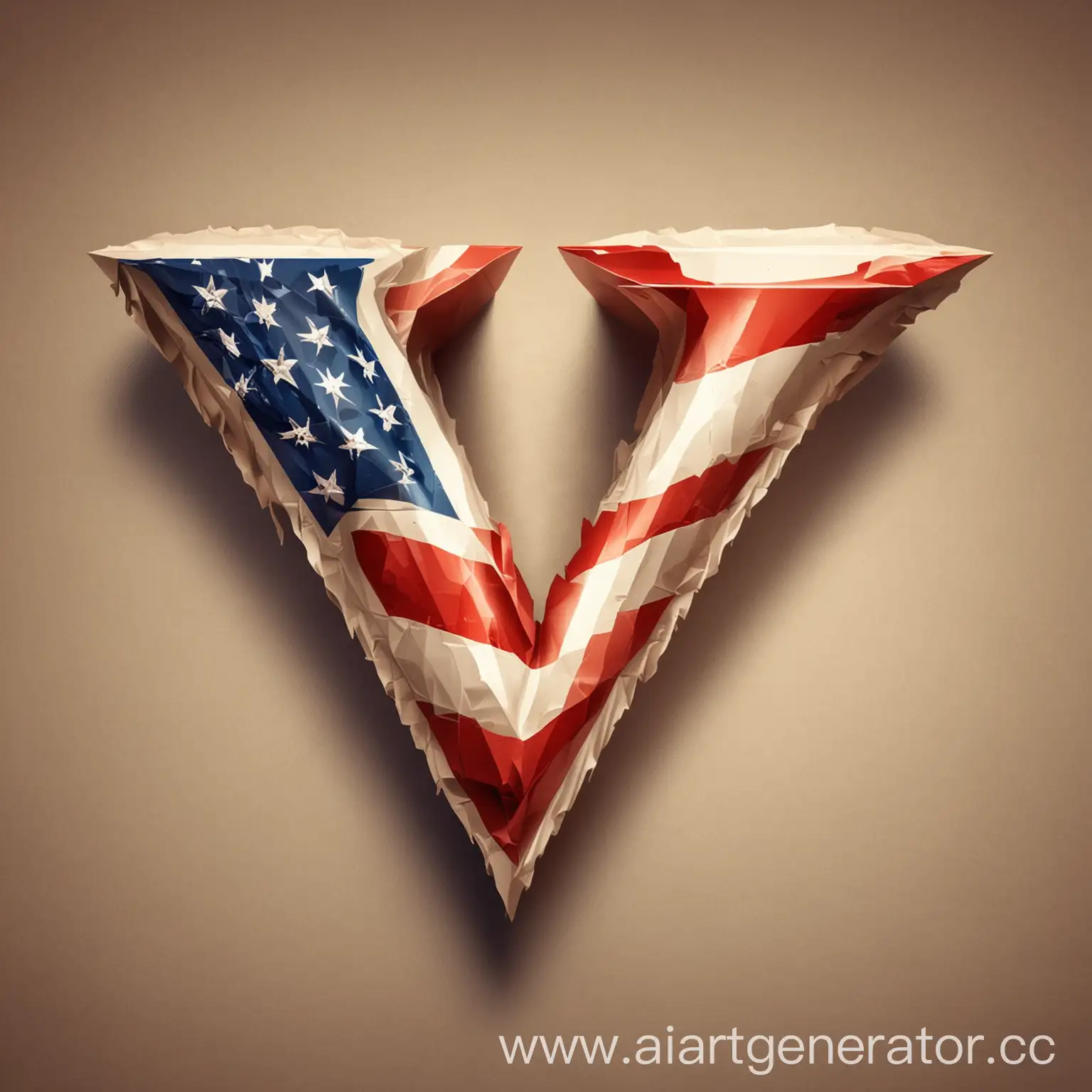 логотип буквы V в стиле USA