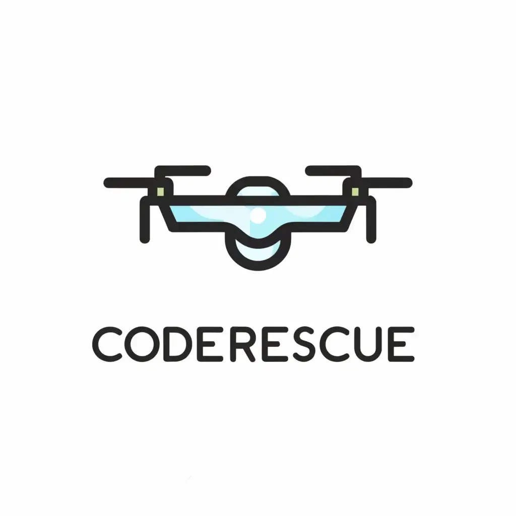 a logo design,with the text "Code Rescue", main symbol:Drone with light,Minimalistic,be used in Technology industry,clear background