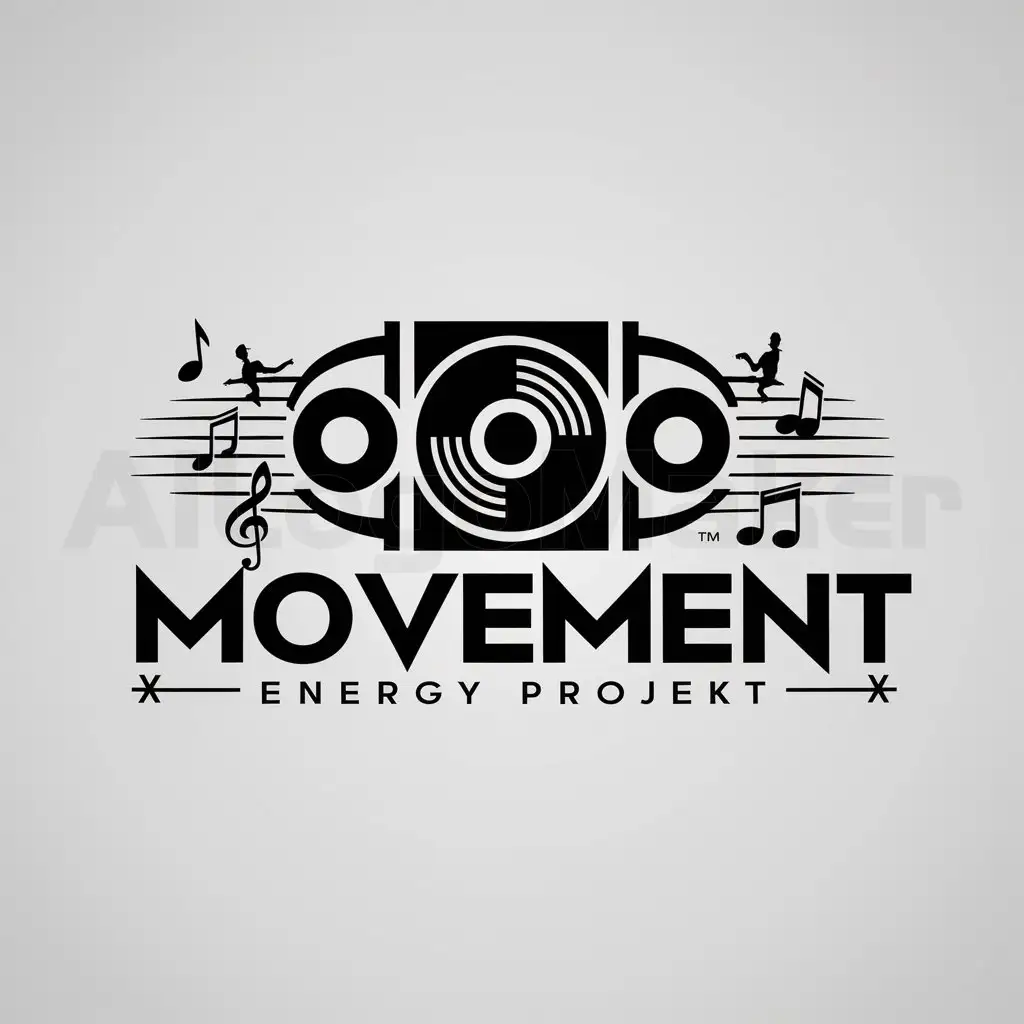 a logo design,with the text "Movement Energy Projekt", main symbol:DJ , dance, musician,Moderate,be used in Entertainment industry,clear background