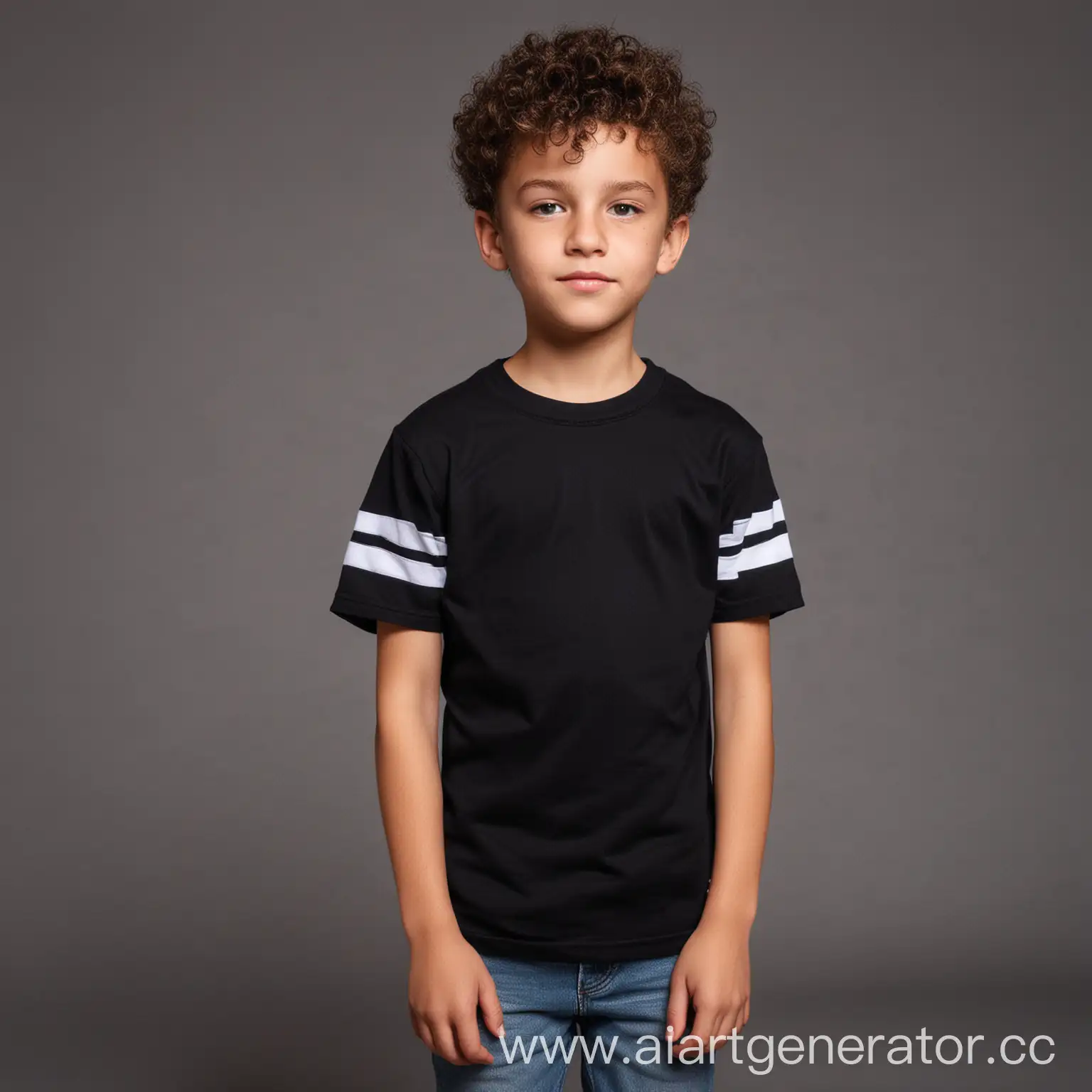 Teenager-Wearing-Black-TShirt-with-Horizontal-Sleeve-Lines