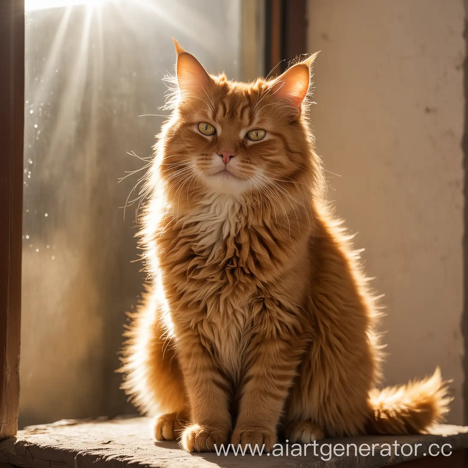 Fluffy-Ginger-Cat-Basking-in-Sunlight
