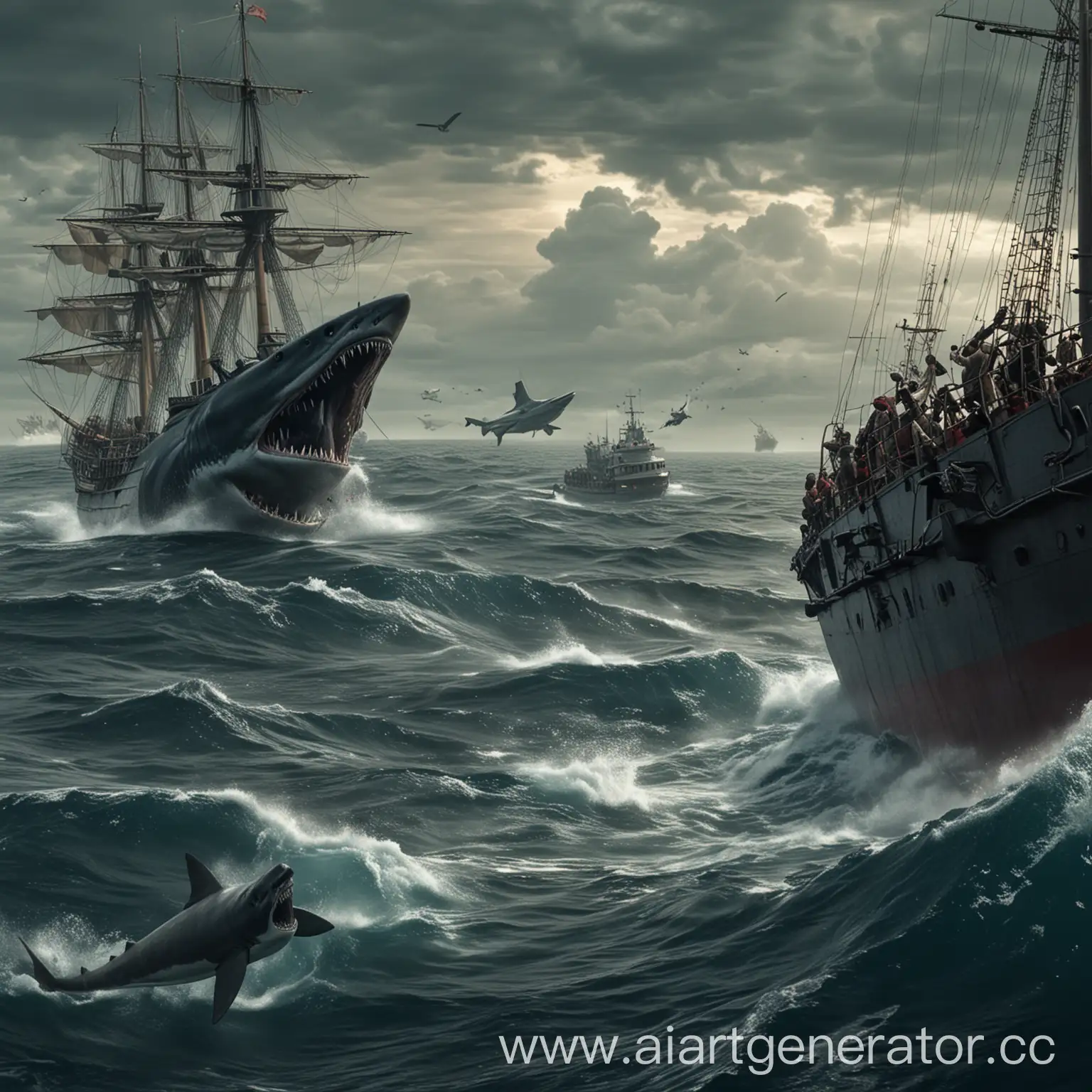Megalodon-Attacks-Ship-in-Epic-Cruiser-Scene